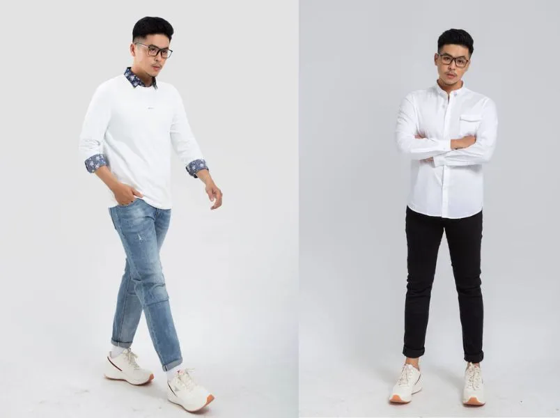 Phối cùng áo sơ mi cho nam gầy lùn