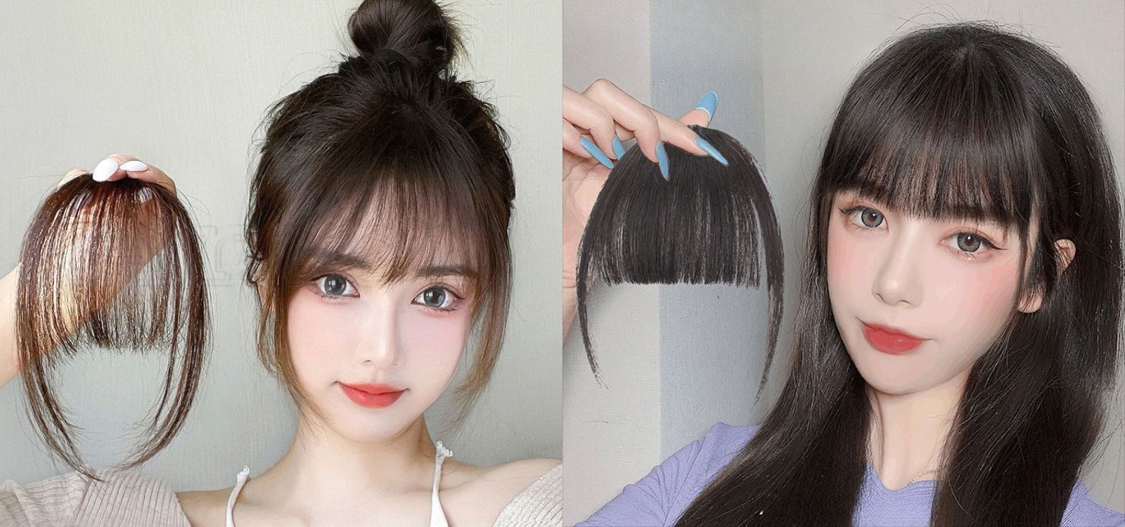 Tóc mái giả giúp bạn gái che đi khuyết điểm trán hói, tóc mỏng (Nguồn: Internet)