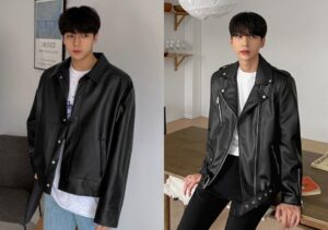 Phối đồ với áo khoác da cho nam cao 1m8