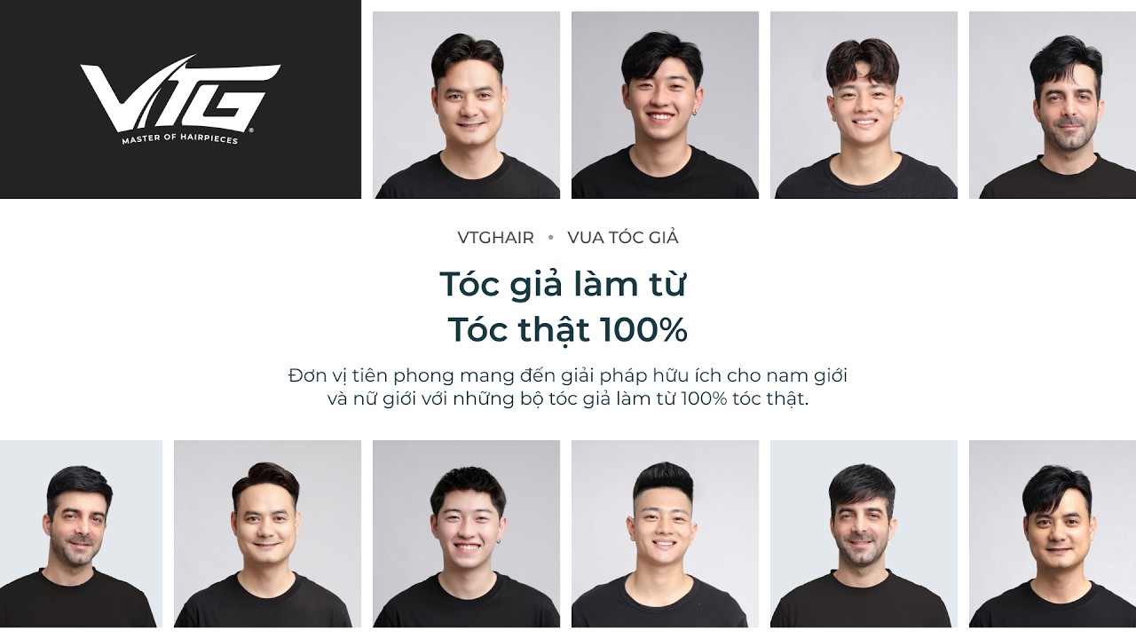 Các mẫu tóc giả nam được cắt tỉa theo nhiều kiểu dáng và đặc điểm khuôn mặt khác nhau